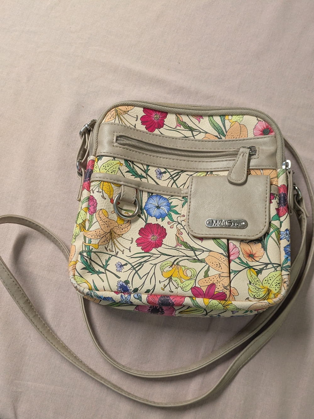 Multi Sac Crossbody Bag in Cream And Floral Print